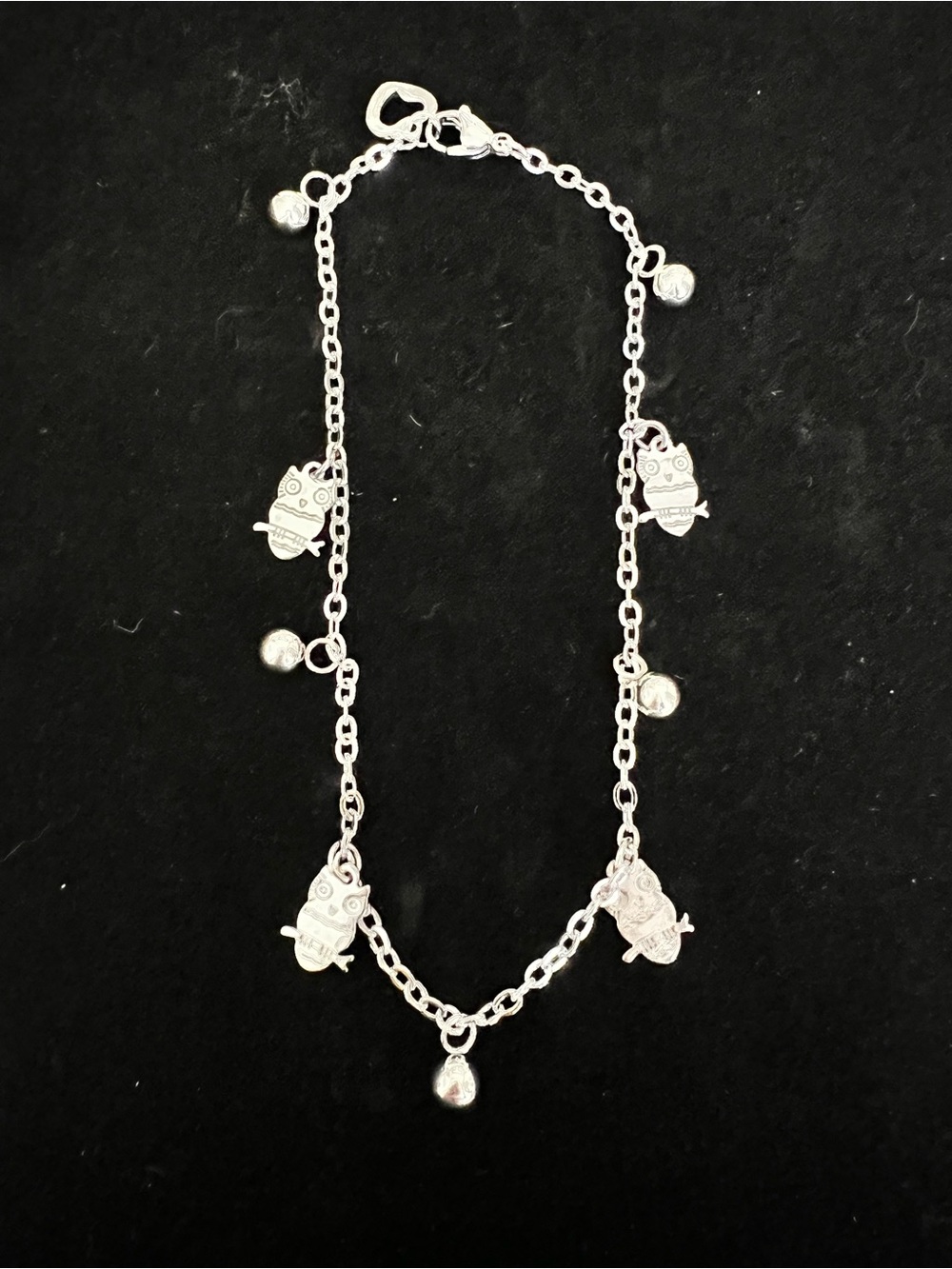 Silver Owl Charm Anklet